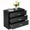 Black Dressers for Bedroom, Wooden 3 Sliding Drawer Chest, Office Under Desk File Storage Cabinet, Bedside Nightstand Indoor Bedroom Furniture