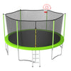 Seizeen Trampoline for Kids, Green Outdoor Trampoline with Enclosure & Hoop for Adults, 15FT Enlarged Round Trampolines 6 Supports, Basketball Set, 1323 LBS