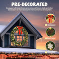 Seizeen Lighted Christmas Trees Set, 2 Packs 4' Pre-Lit Christmas Trees 20" Wreath and 9' Garland, Indoor Outdoor Artificial Xmas Tree with 10 Light Modes for Gate Fireplace Decor, 4 Pcs, White