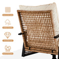 3-Piece Outdoor Swivel Rocking Chairs Set with Coffee Table, Weather-Resistant Patio Furniture for Porch Backyard Poolside, Thick Cushions, Easy Assembly, Durable Wicker 360° Swivel Rocker Bistro Set