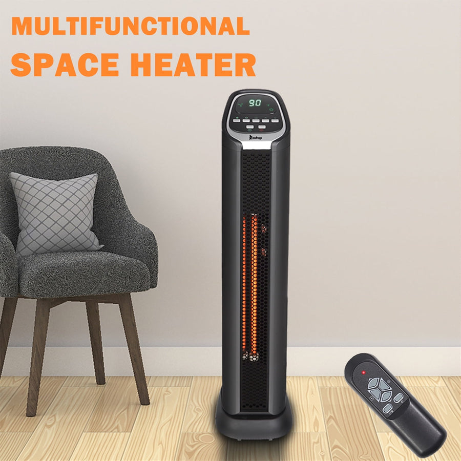 Portable Space Heater, 1500W Adjustable Electric Heater for Inside with Smart Control, 24¡¯¡¯ Multi-Function Small Tower Heater Infrared for Home, 50~90¡ãF, 3 Heat Settings W/ECO Mode, LED Display