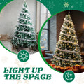 7.5 FT Snow Tipped Artificial Christmas Tree with 350 Warm White LED Lights & Remote, Hinged Xmas Pine Tree with Silver Ribbon Ornaments, Prelit Holiday Tree for Home Office Party Décor