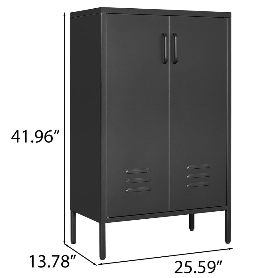 Seizeen Metal Storage Cabinet for Tool Garage Home Improvement, Storage Cabinet with Doors and Shelves Adjustable, Black