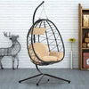 Hanging Egg Chair Indoor & Outdoor, Wicker Swing Chair with Stand, Patio Egg Chair swing with All-Round Cushions for Outside Balcony Porch Bedroom, Beige