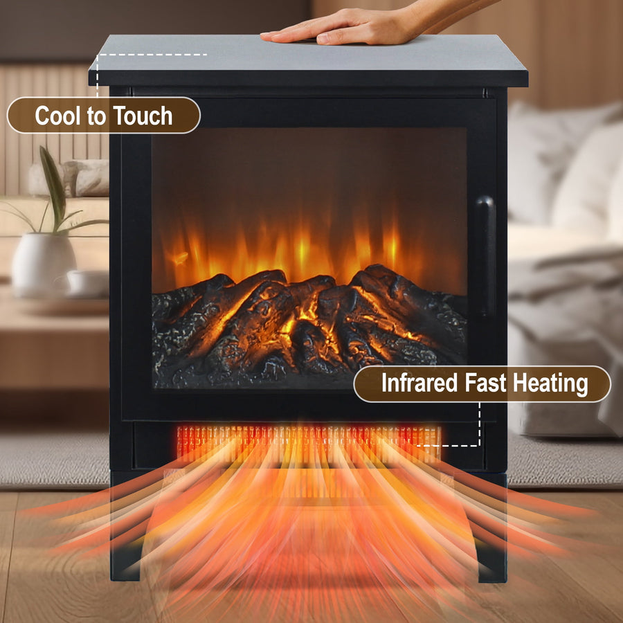 Indoor Fireplace Heater, Multifunction Electric Heater with Remote Control, 1400W Space Heater 18''H Portable for 150 sq. Ft, 4777 BTUs