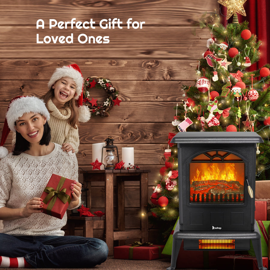 1500W Electric Heaters for Home, Seizeen 22"H Compact Electric Fireplace Space Heater, 19-Level Temperature Control System, ETL Certified, Overheating Safety Protection, Virtual Flame