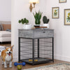 Dog Kennel Crate for Small Dogs, 2-In-1 Dog Crate Furniture - Cage & End Table, Wooden Dog Crate for Inside with Floor Tray, Gray