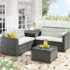 Seizeen Outdoor Patio Furniture Sets, Wicker Sectional Sofa PE Rattan Conversation Sets with Beige Cushions, Corner Storage Box, Center Table