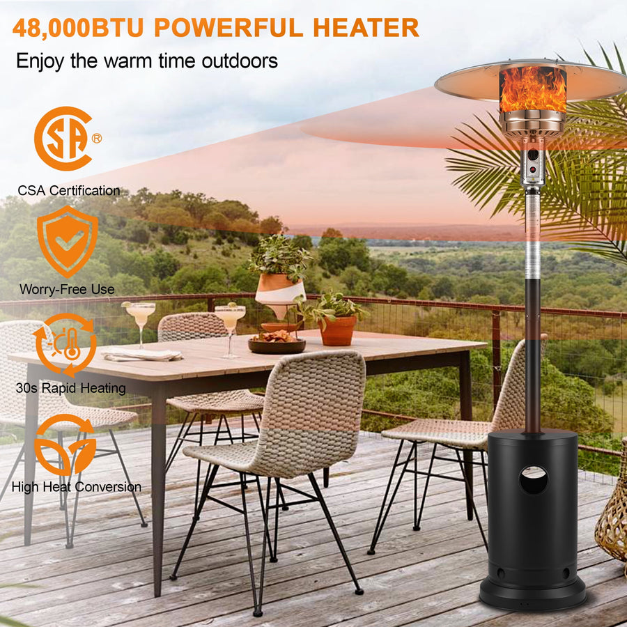 Seizeen Tall Patio Heaters for Outdoor Use, 50,000 BTU Super Warm Propane Heaters with Fast Ignition, Freestanding Heater W/Wheels for Restaurant Cafe Deck Yard