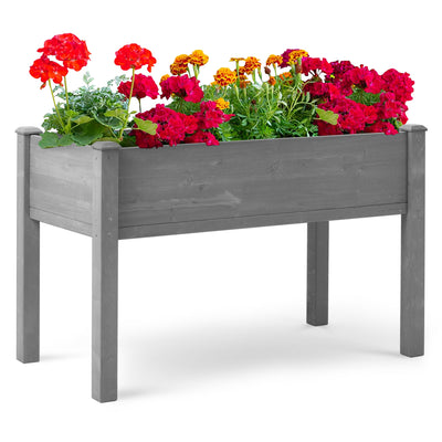 Raised Garden Bed Outdoor, Wooden Raised Bed for Fruit Flower Bed with Legs, Elevated Gardening Planter Box for Patio Backyard, Gray 48x24x30 inch
