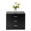 3-Drawer Dresser, Black Chester Drawer Bedside Nightstand for Bedroom, Under Desk File Storage Cabinet for Office with Sliding Drawer Metal Handle