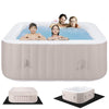 6 Person Inflatable Hot Tub, 73in Upgraded Home Spa Tub with Hidden Machine, 130 Massage Jets, Portable Patio Hot Tub with Storage Bag Lockable Cover Floor Mat, Max 104¨H, Brown