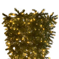 7.4FT Christmas Trees with Lights, Seizeen Lighted Upside Down Artificial Christmas Trees, Prelit Xmas Trees with 400 Lights, DIY Quick Assembly Artificial Trees with 1200 Tips, 8 Light Modes, Green