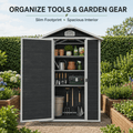 Seizeen 4 x 6 FT Plastic Storage Shed with Floor, Sloped Roof Outdoor Resin Shed with Window & Vents, Lockable Garden Tool Shed for Backyard Patio Lawn, Black