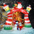8.9FT Christmas Inflatables Decoration, Outdoor Lighted  Inflatable Santa Claus Christmas Arch with 10pcs LED String Lights, Quick Assembly Home Yard Décor Waterproof with Electric Air Fan