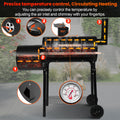 Seizeen Charcoal Grill w/Smoker, Outdoor BBQ Grill with Side Table, Portable Offset Smoker W/2-Zone Area