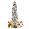 Flocked Christmas Trees, 7.5FT Pencil Xmas Trees with 641 Branches, Snow Flocked Artificial Tree with Metal Stand