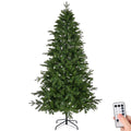 6ft Pre-lit Christmas Tree, Lighted Artificial Pine Tree w/728 Tips, 300pcs Warm Lights, 3-step Assembly, Green