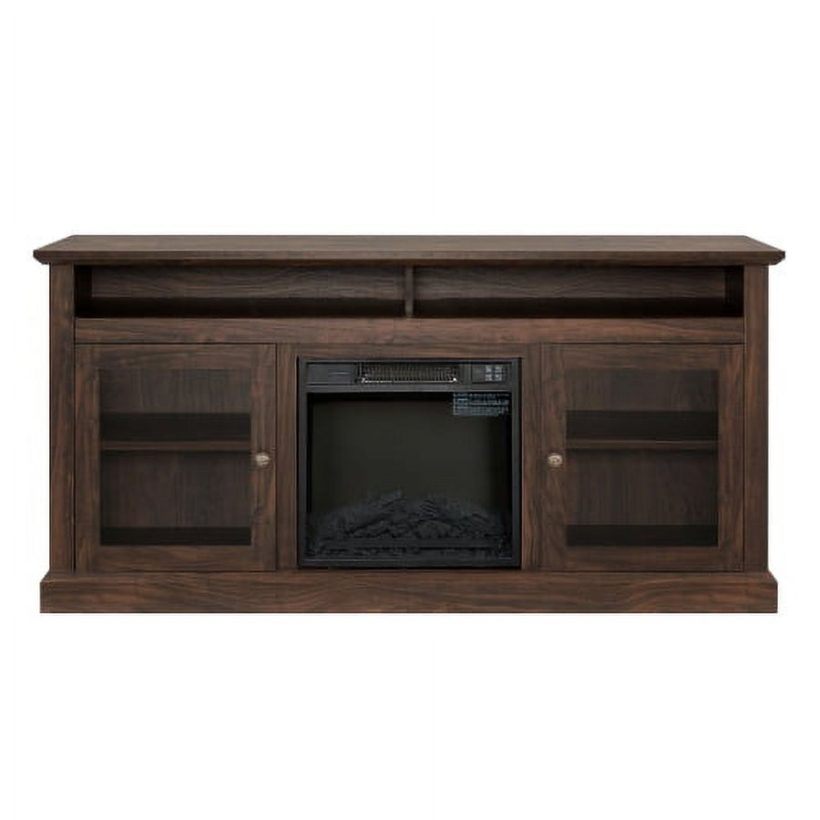 Seizeen Fireplace TV Stand with Storage, for TVs up to 65 Inches, Entertainment Center with Fireplace, Media Console Cabinet for Living Room, 60 Inch, Brown