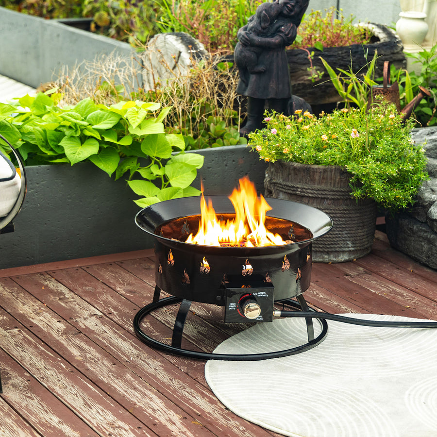 Seizeen Outdoor Propane Gas Fire Pit, 50000 BTU Fire Pit for Outside, Portable Outdoor Heating with Cover & Carry Kit, 19''Round