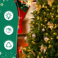 7.5FT Christmas Tree with Lights, Artificial Tree w/Full 950 Branch Tips, Hinged Xmas Tree with Gold Ornaments, Tree Skirt, 400 Warm White Lights with Remote, Easy Setup, Fire-Resistant