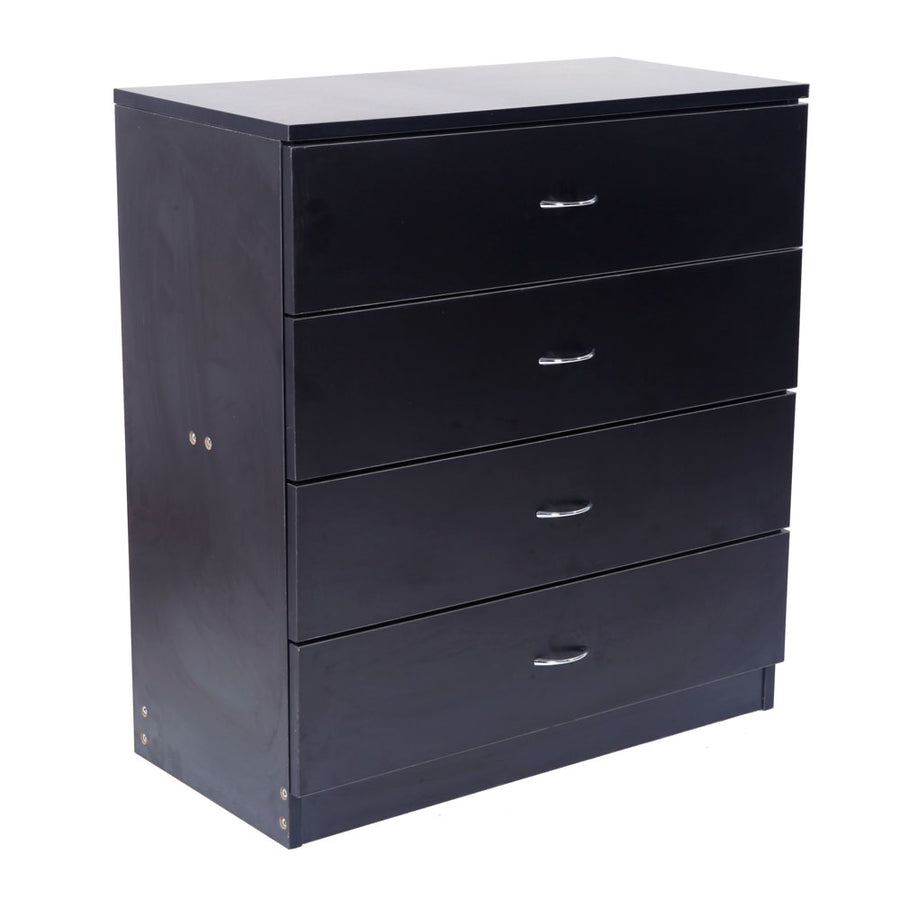 Modern Wooden 4 Drawers Dresser, Under Desk Storage Drawer File Cabinet, Bedside Nightstand for Bedroom Living Room, Black