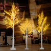 Artificial Christmas Trees Set of 3, Seizeen Lighted Birch Twig Tree with LED Warm Lights, All-weather Lighted Tree for Indoor Outdoor, Pre-lit Christmas Birch Tree for Holiday Decoration, 4FT5FT6FT