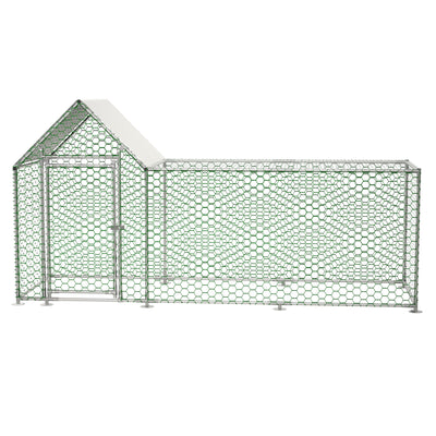 Seizeen 10x3FT Metal Chicken Coop, Chicken Run with Waterproof Cover, Walk-in Poultry Cage Hen House Habitat for Backyard Chickens, Ducks, Rabbits, Silver