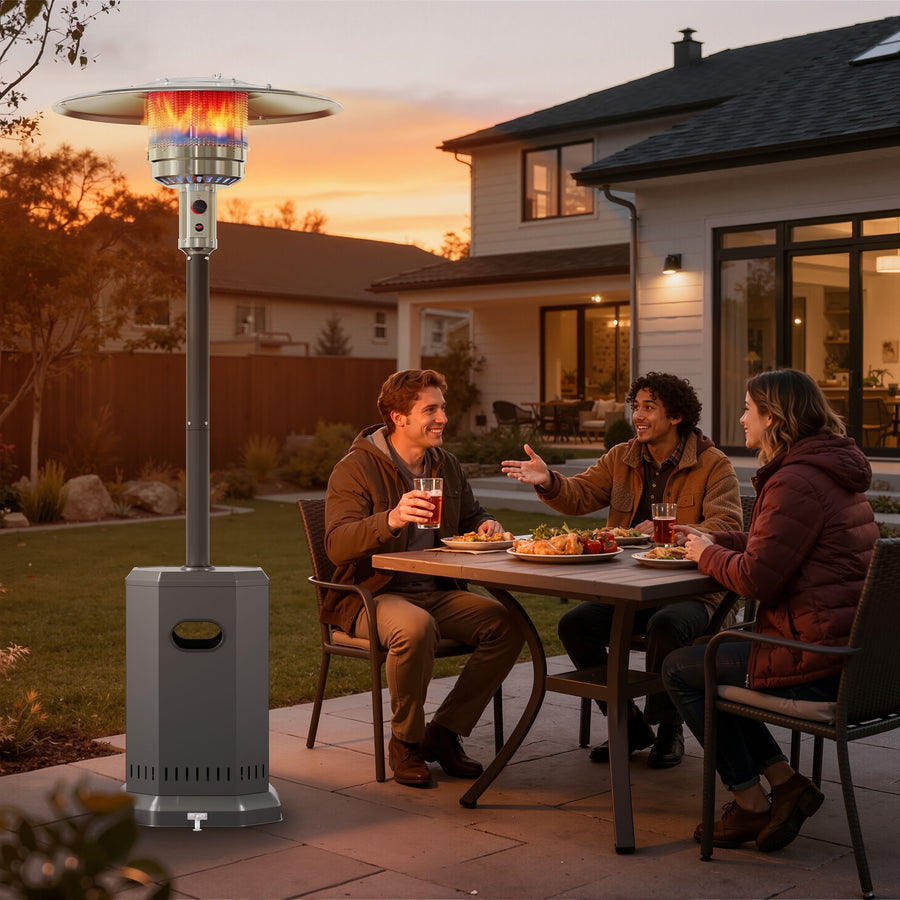 Seizeen Patio Heater for Outdoor Use, 50000BTU Outdoor Propane Umbrella Heater with Automatic Shutdown Protection, Portable Design on Wheels for Porch Poolside Rattan Furniture, MAX 300sq.ft