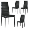 Seizeen Dining Chairs Set, New Style Kitchen Chairs for 4 with PU Leather & Iron Fame, Height Backrest Chairs for Home Indoor Dining Room Living Room, Black Cushions