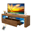 TV Stand for 70 inch TV, Seizeen Media TV Cabinet with 16-Color LED Lights & Remote Control, Entertainment Center TV Console with Storage Shelves, 2 Drawers, Walnut