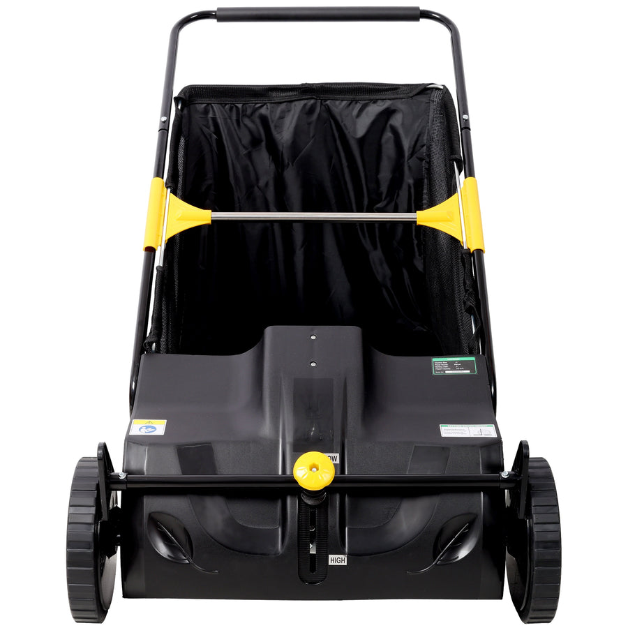 21-Inch Hand Push Lawn Sweeper, Leaf & Grass Collector with 3.5 Cu.Ft Hopper Bag, Adjustable Brush Height, Manual Yard Sweeper for Lawn, Yard & Driveway