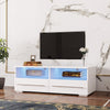 Seizeen TV Stand with LED Lights, Wood TV Cabinet with Large Storage for 45inch TV, Modern LED TV Stand Entertainment Center for Living Room Game Room, White