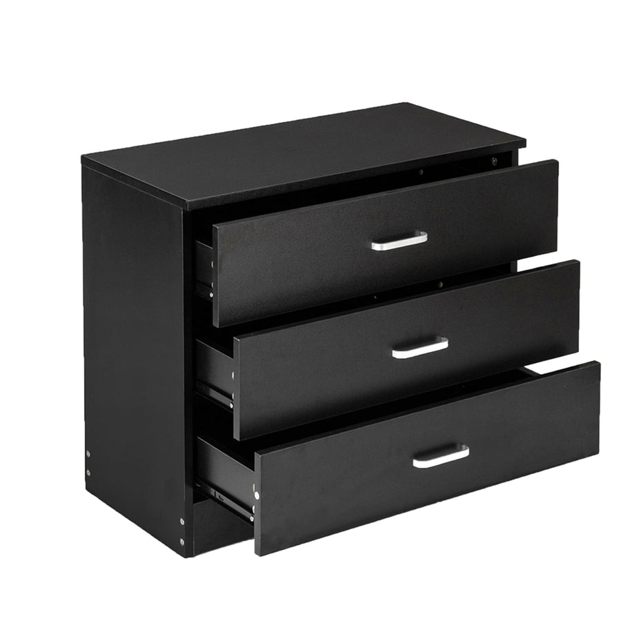 File Cabinet with 3 Drawers, Modern Black Drawer Dresser Wood, Metal Handle Chest Of Drawer for Bedroom Office Closet Entryway Hallway