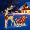 4FT Lighted Christmas Deer Set, Christmas Yard Decor Golden Elk Pull Cart with 180 Warm Lights, Outdoor Christmas Xmas Decoration 51''H Deer and 22'' H Sled