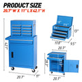 5-Drawer Rolling Tool Box, 2-IN-1 Hidden Multifunctional Tool Chest, Blue Tool Box on Wheels Storage Tool Organizer Cart,Classification Box