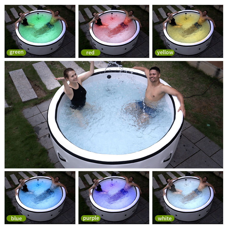 Seizeen Inflatable Hot Tub for 4-6 People, Portable Hot Tub with Colorful Light, Luxurious Home SPA with 150pcs AirJet, 69''Dia, Max 104℉