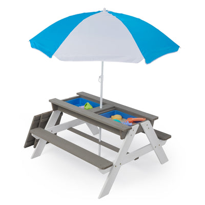 Seizeen 3-in-1 Kids Sandbox and Water Table Picnic Table with Removable Umbrella (2 Count)