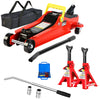 Floor Jack Comb, 2 Ton Low Profile Car Jack & 3T Jack Stand, 4000LBS Trolley Jack for Car with Tire Repair Kit, L-Wrench, 3.3''-15.2'' Lift Range, Red