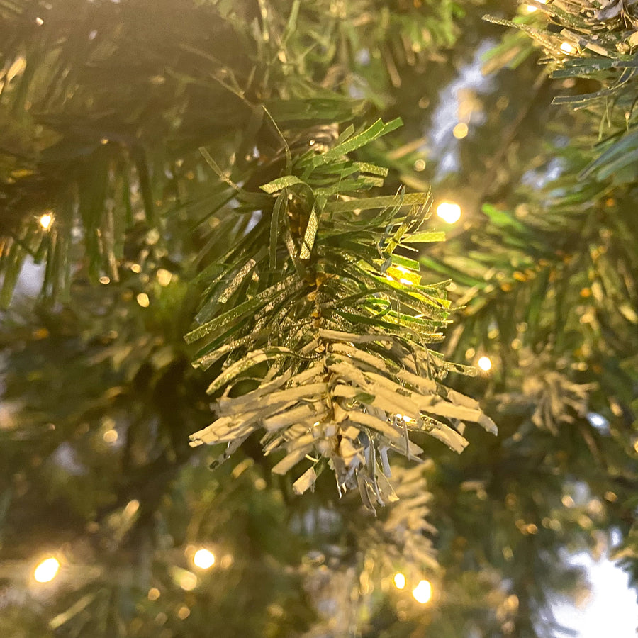 7.4FT Christmas Trees with Lights, Seizeen Lighted Upside Down Artificial Christmas Trees, Prelit Xmas Trees with 400 Lights, DIY Quick Assembly Artificial Trees with 1200 Tips, 8 Light Modes, Green