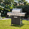 46,790 BTU 4 Burner Propane Gas Grill with Side Burner, Stainless Steel BBQ for Outdoor Cooking, Black/Silver