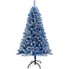 Seizeen Prelit Christmas Trees, 6FT Lighted Xmas Tree Snow Flocked W/ Warm Lights, DIY Decor Artificial Christmas Trees with 300 Lights, 750 Tips, Blue