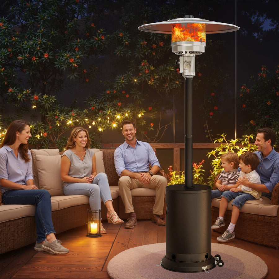 Seizeen Tall Patio Heaters for Outdoor Use, 50,000 BTU Super Warm Propane Heaters with Fast Ignition, Freestanding Heater W/Wheels for Restaurant Cafe Deck Yard