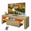 Media TV Console & TV Stand, Modern Entertainment Center with LED Lights, Media Console for Living/Gaming Room/Bedroom, 3 Storage Shelves & 1 Drawer, Rustic Oak