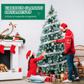 7.5 FT Snow Tipped Artificial Christmas Tree with 350 Warm White LED Lights & Remote, Hinged Xmas Pine Tree with Silver Ribbon Ornaments, Prelit Holiday Tree for Home Office Party Décor