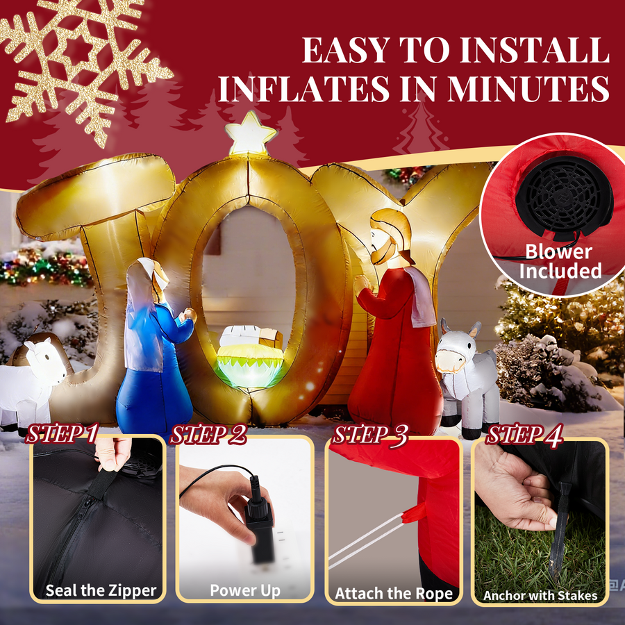 Christmas Inflatables Outdoor Decoration, Seizeen Inflatable Nativity Scene with Lights, Quick Assembly Patio Yard Party Pre-lit Xmas Decoration, 7.5FT