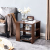 Square Nightstand, Seizeen 3-tier Wood Side End Table with Shelves, Corner Sofa Side Table for Bedroom Living Room, Brown