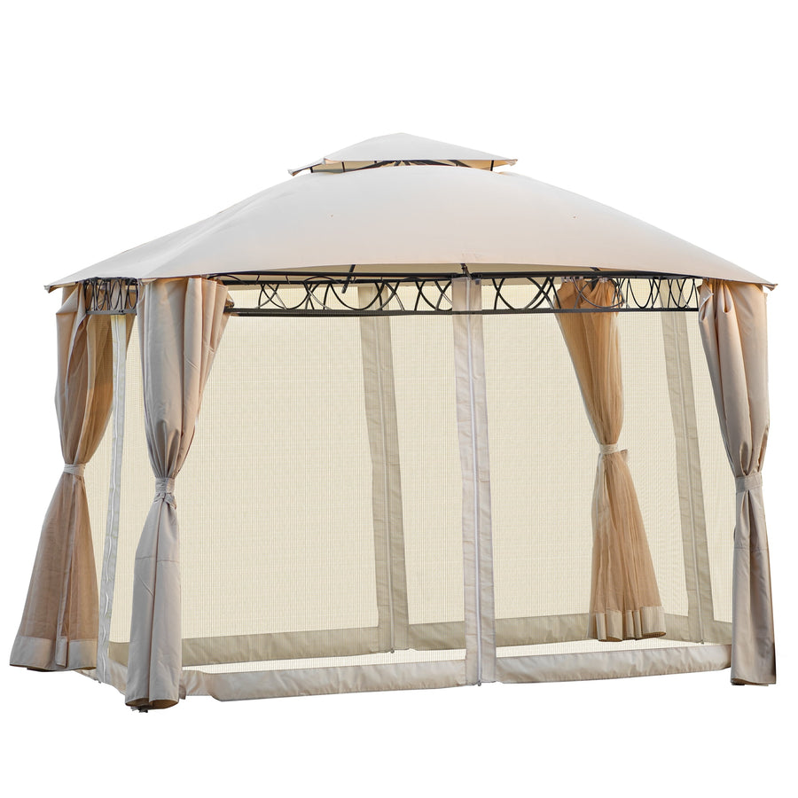 113in Large Gazebo Canopy Tent, Seizeen Hexagonal Gazebo Canopy With Netting Sidewall, Double Top Gazebo All-Weather for Party Picnic Camping BBQ Wedding