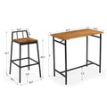 5-Piece Outdoor Patio Bar Table Set with 4 Chairs, Acacia Wood Counter Height Dining Set with Black Iron Frame, Outdoor Bistro Table and Chair Set for Patio, Garden, Balcony, Backyard