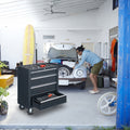 Seizeen 4-Drawer Rolling Tool Box, Garage Tool Chest Large Capacity, Lockable Tool Cart Organizer on Wheels with Sliding Drawers, Black